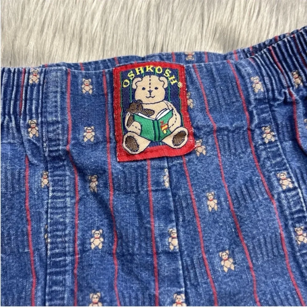 Vintage Made USA Oshkosh Baby Denim Bear Striped Jeans